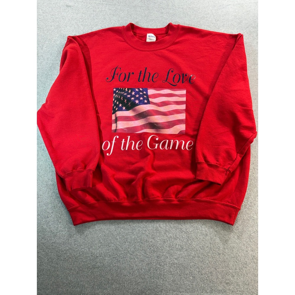 Gildan Red For the Love of the Game American Flag Sweatshirt Mens XL Pullover